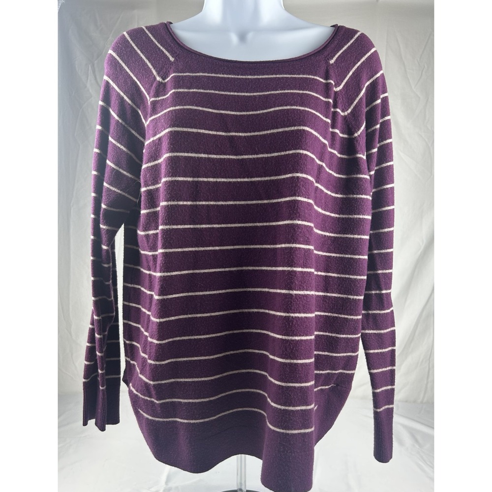 Pink Clover Sweater Women XL Burgundy Striped Knit Lightweight Long Sleeve Top